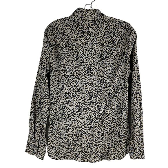 J. Crew Factory Animal Print Cotton Shirt in Signature Fit Blue Size M - Picture 5 of 8